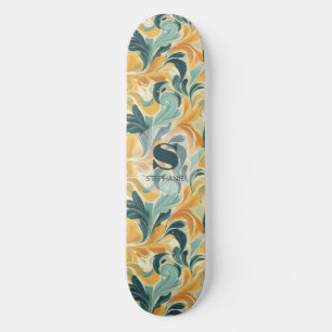 Vintage Paisley-Inspired Leaf Pattern (1) Skateboard