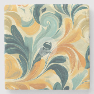 Vintage Paisley-Inspired Leaf Pattern (1) Stone Coaster