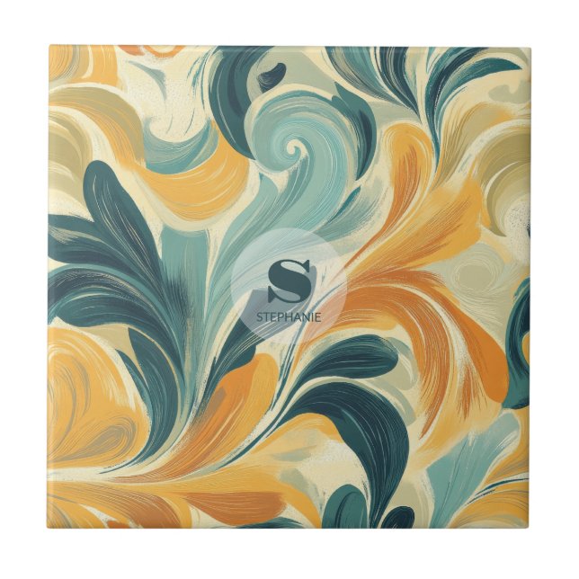 Vintage Paisley-Inspired Leaf Pattern (1) Tile (Front)