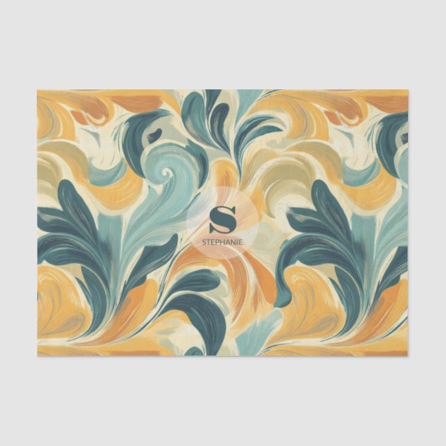 Vintage Paisley-Inspired Leaf Pattern (1) Tissue Paper (Front)