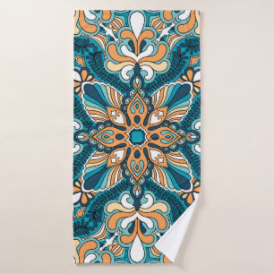 vintage paisley kerchief ornament print. Silk head Bath Towel