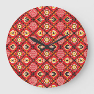 Vintage Paisley Passion - Asian Silk Sensation! Large Clock