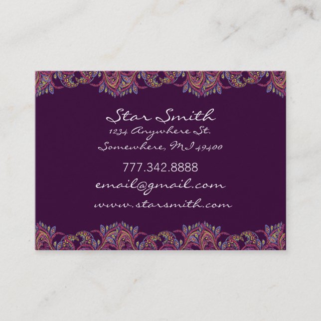 Vintage Paisley Pink and  Raspberry Business Card (Front)