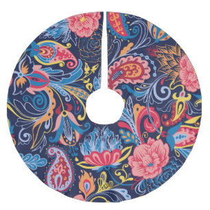 Vintage Paisley Seamless Pattern Design Brushed Polyester Tree Skirt