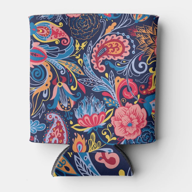 Vintage Paisley Seamless Pattern Design Can Cooler (Front)