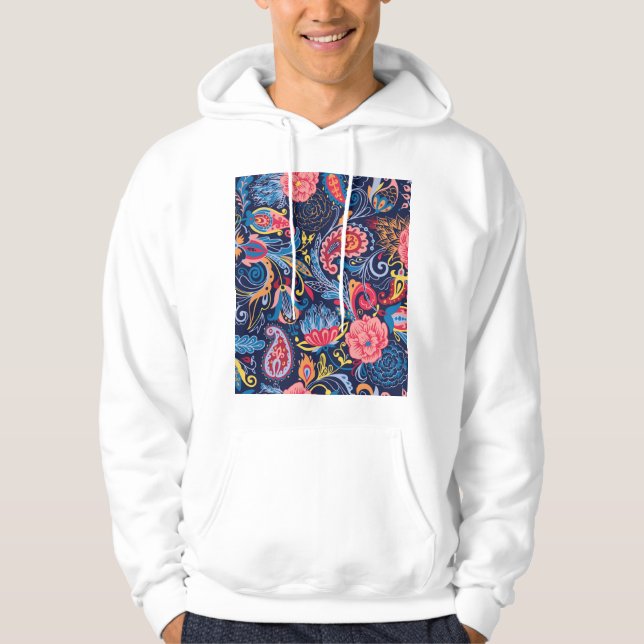 Vintage Paisley Seamless Pattern Design Hoodie (Front)