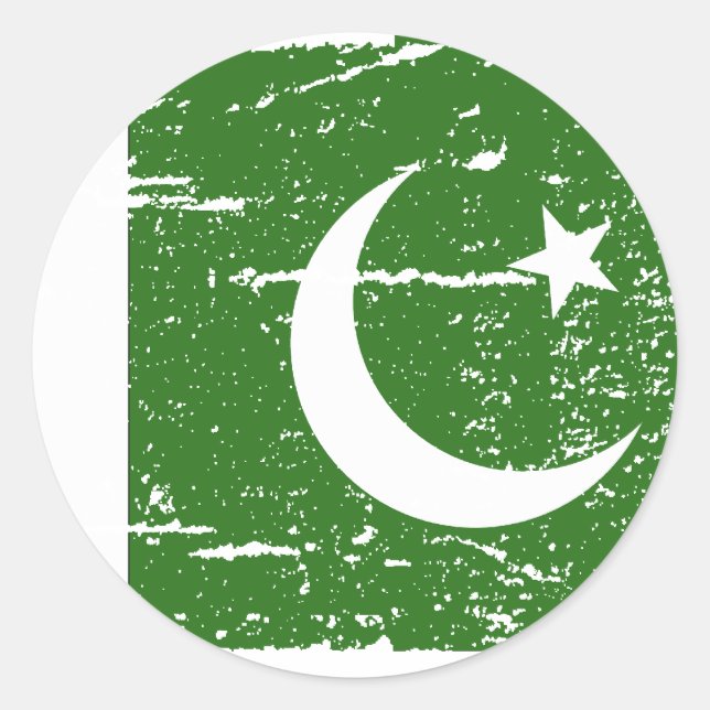 Vintage Pakistan Flag Classic Round Sticker (Front)