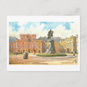 Vintage Palace and Monument, Mannheim, Germany Postcard