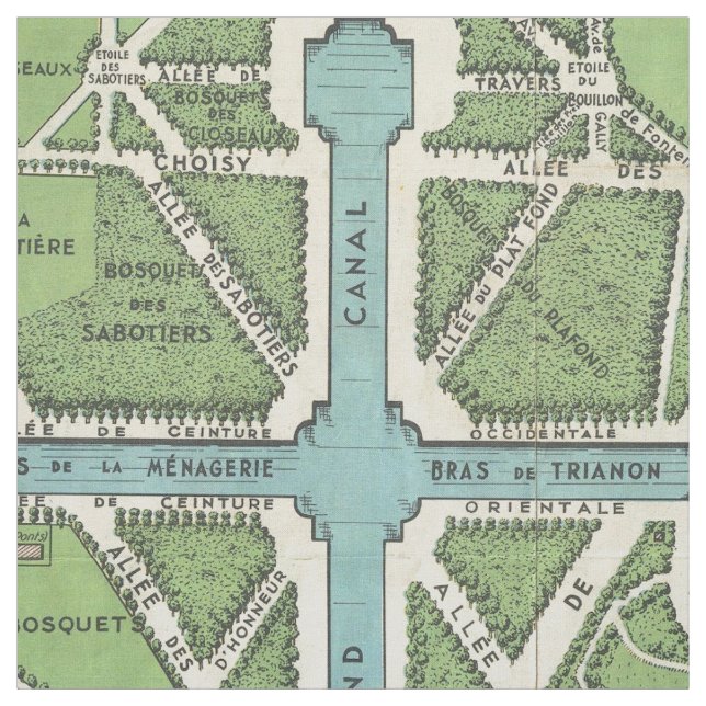 Vintage Palace of Versailles Map Fabric (Swatch)