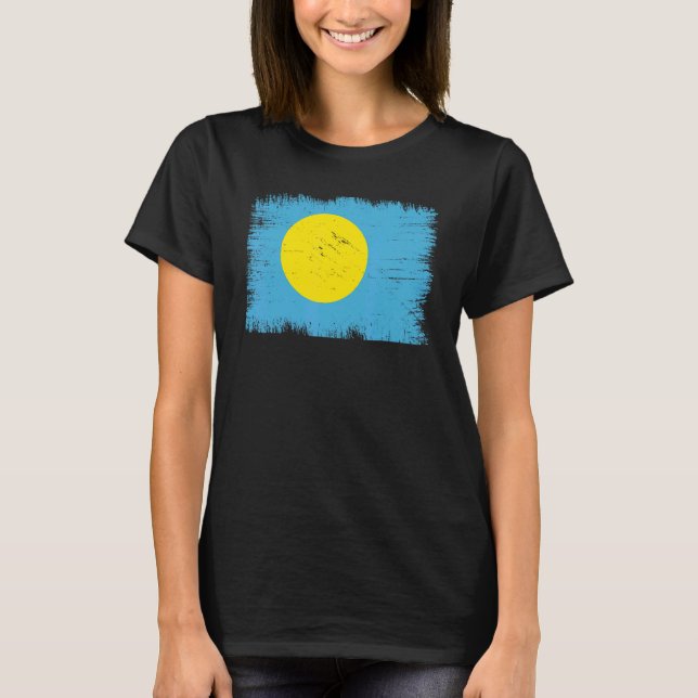 Vintage Palau Flag Palauan Independence Day T-Shirt (Front)
