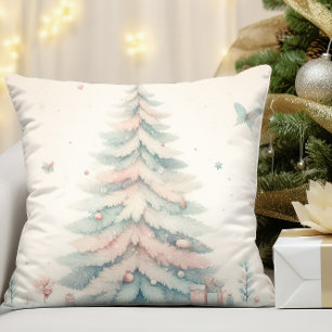 Vintage pale Merry Christmas Throw Pillow