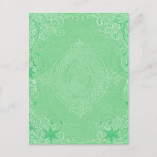 Vintage pale mint green, antique book cover style postcard