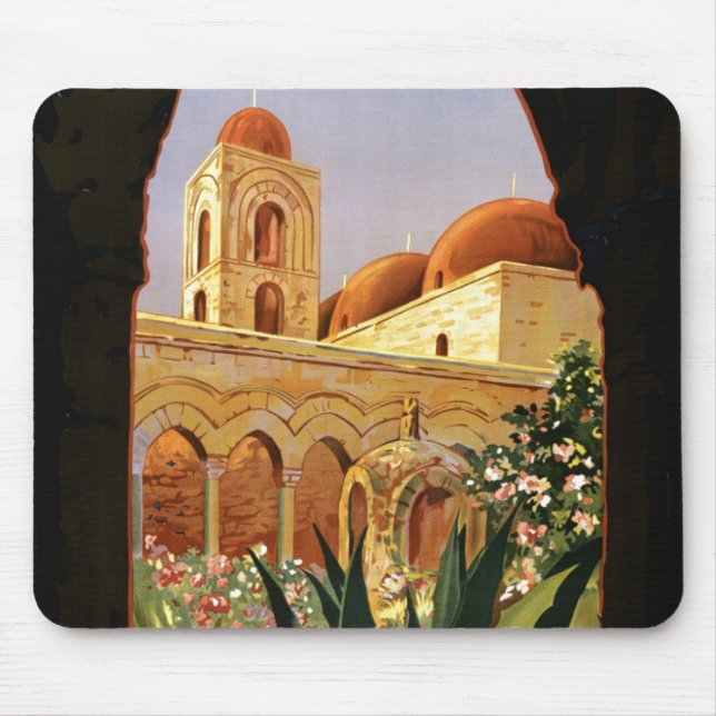 Vintage Palermo Italy Travel Tourism Advertisement Mouse Pad (Front)