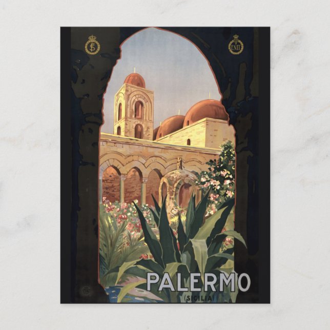 Vintage Palermo Sicily Tourism Travel Postcard (Front)