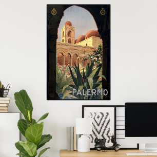 Vintage Palermo Sicily Tourism Travel Poster