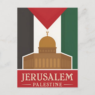 Vintage Palestine Jerusalem Travel watercolor Postcard