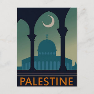 Vintage Palestine Travel watercolor retro Postcard