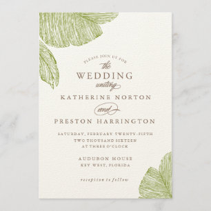 Vintage Palm Destination Plage Mariage Invitation
