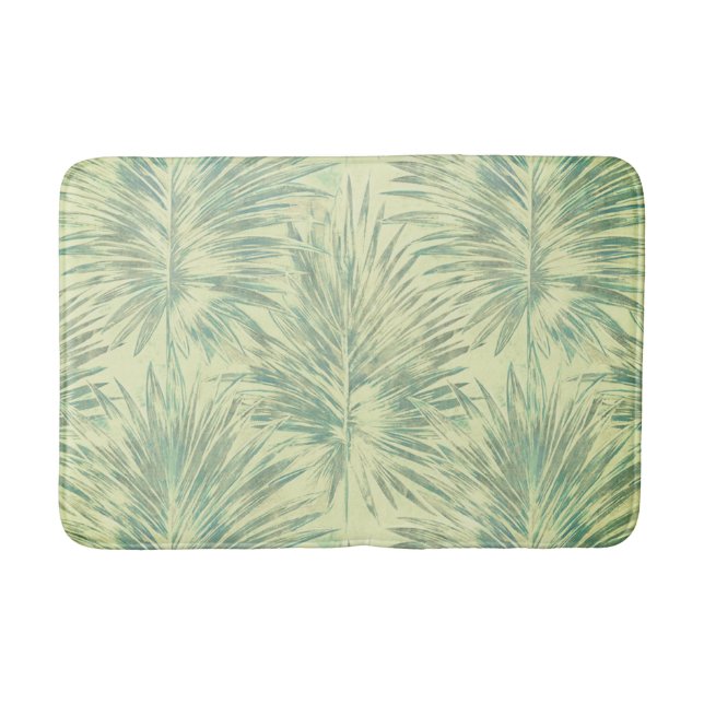 Vintage palm leaves tropical bathmat (Front)