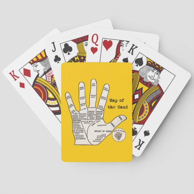 Vintage palm reading palmistry fortune playing cards (Back)