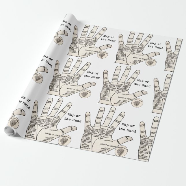 Vintage palm reading palmistry fortune wrapping paper (Unrolled)