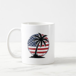 Vintage Palm Tree American Flag Summer Shirt_1 Coffee Mug