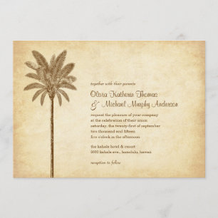 Vintage Palm Tree Beach Wedding Invitations