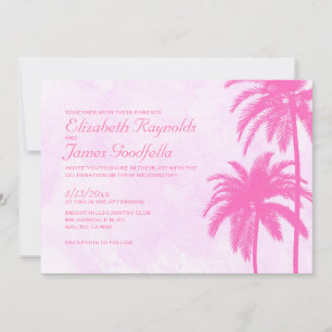 Vintage Palm Tree Beach Wedding Invitations