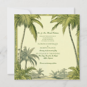 Vintage Palm Tree Destination Wedding Invitation