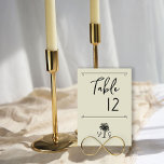 Vintage Palm Tree Monogrammed Wedding Table Number<br><div class="desc">Vintage palm tree wedding table number. Elegant and simple in design with 2 palm trees, plenty of breathing space and a delicate frame. The invitation is lettered with art deco typography and handwritten script with a classic wedding monogram with the bride and groom's initials. Please browse my Vintage Palm Wedding...</div>