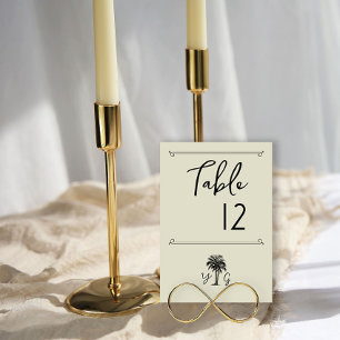 Vintage Palm Tree Monogrammed Wedding Table Number