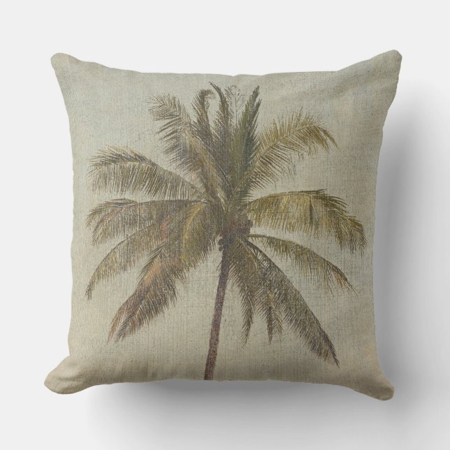 Vintage Palm Tree Painting Outdoor Pillow (Front)