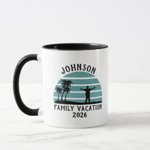 Vintage Palm Tree Sunset Custom Family Vacation Mug