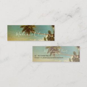 Vintage Palm Tree Tropical Beach Elegant Mini  Business Card