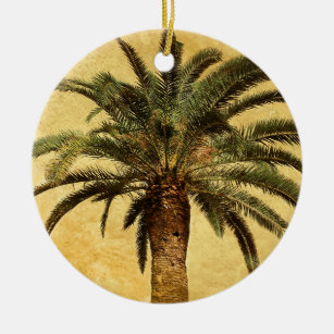 Vintage Palm Tree - Tropical Customized Template Ceramic Ornament