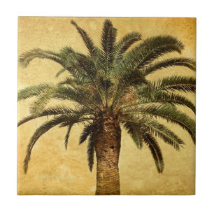 Vintage Palm Tree - Tropical Customized Template Tile