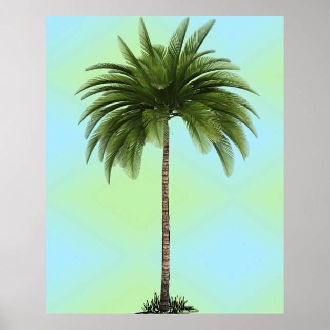 Vintage Palm Tree Tropical Elegant Green Poster (Front)