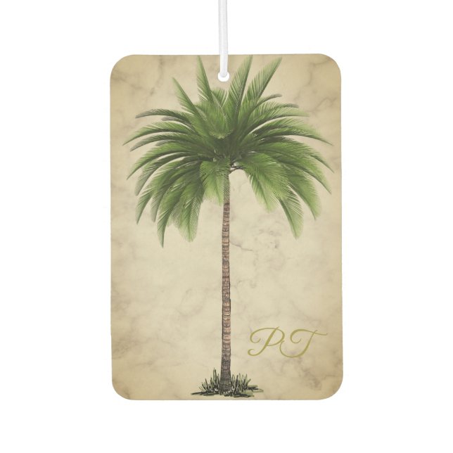 Vintage Palm Tree Tropical Elegant Marble Air Freshener (Front)