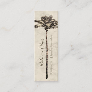 Vintage Palm Tree Tropical Elegant Marble  Mini Business Card