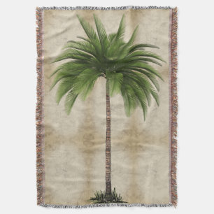 Vintage Palm Tree Tropical Elegant Marble Throw Blanket