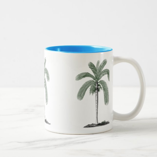 Vintage Palm Tree Two-Tone Coffee Mug (Right)