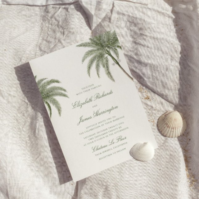 Vintage Palm Tree Wedding Invitation (Creator Uploaded)