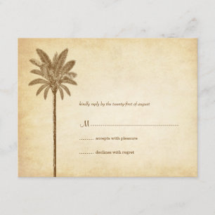 Vintage Palm Tree Wedding RSVP Cards