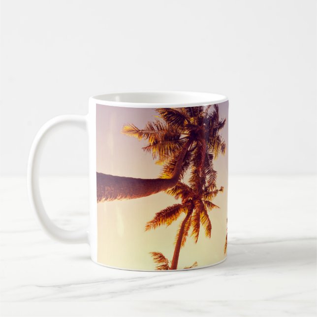 Vintage Palm Trees Blue Sky Coffee Mug (Left)