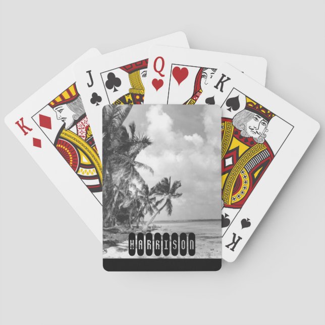 Vintage Palm Trees Personalised Playing Cards (Back)