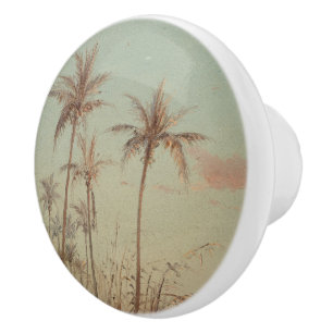 Vintage Palm Trees Pissarro Art Ceramic Knob