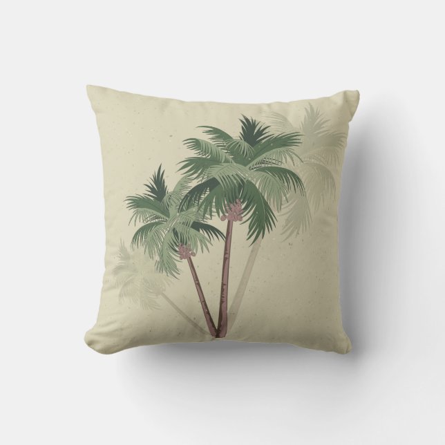 Vintage Palm Trees Throw Pillow (Front)