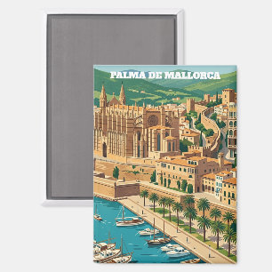 Vintage Palma de Mallorca City View Travel Magnet