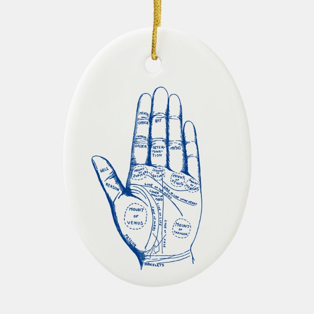 Vintage Palmistry Chart Palm Reading Ceramic Ornament (Front)
