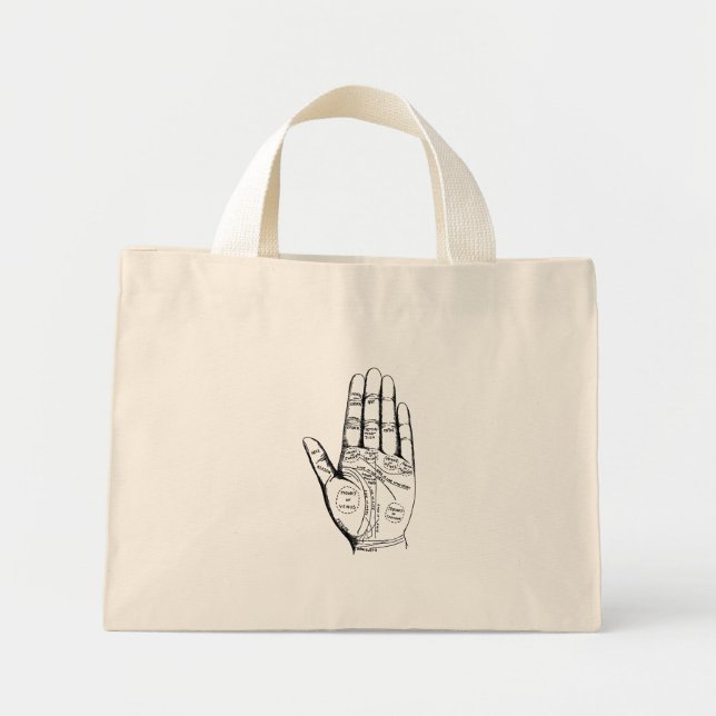 Vintage Palmistry Chart Palm Reading  Mini Tote Bag (Front)